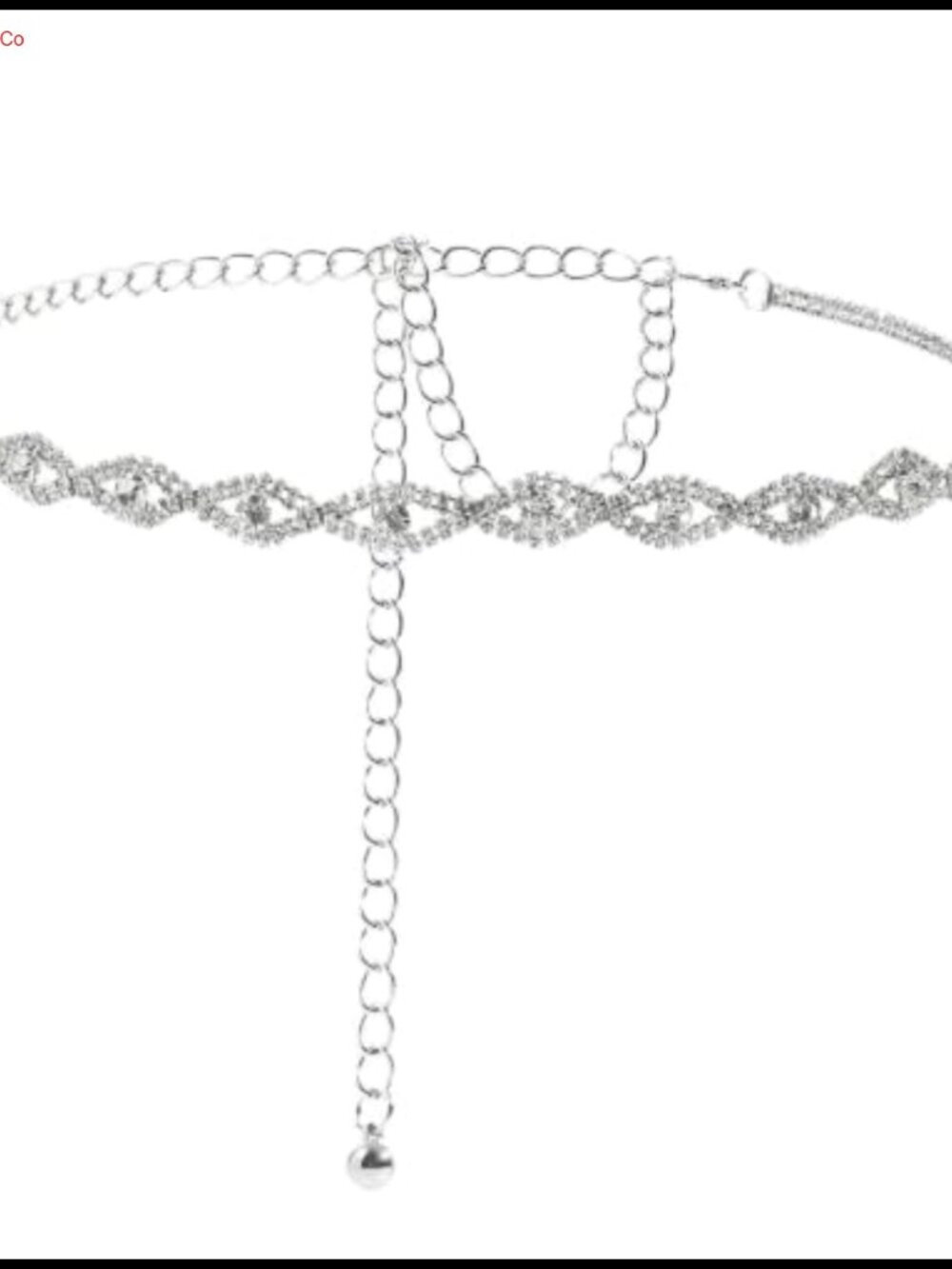 Rhinestone Sparkly Thin Silver Waist Chain Belt Adjustable Elegant Crystal